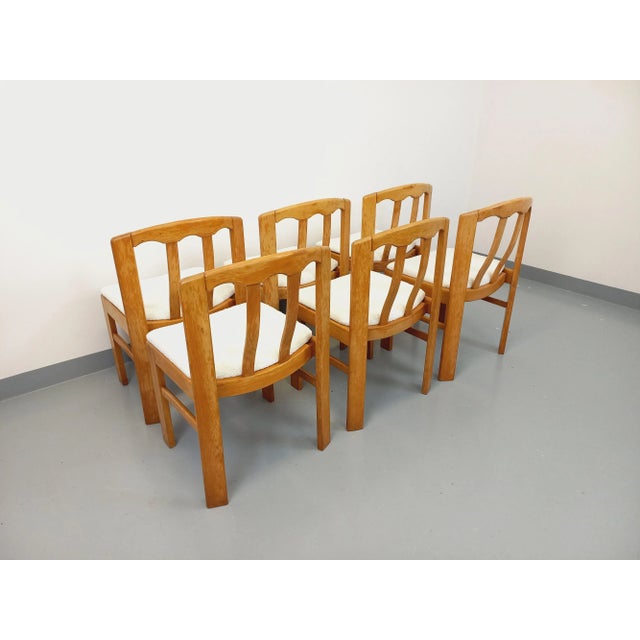 Vintage Chairs in Elm Wood and Bouclé Fabric, 1960s, Set of 6 For Sale - Image 16 of 18