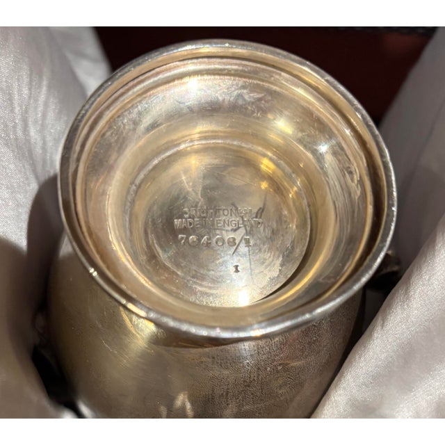 Late 20th Century Late 20th Century English Sterling Silver Creamer, Sugar and Slop Bowl Set-Hallmarked Monogram Esc - Set o f 3 For Sale - Image 5 of 9