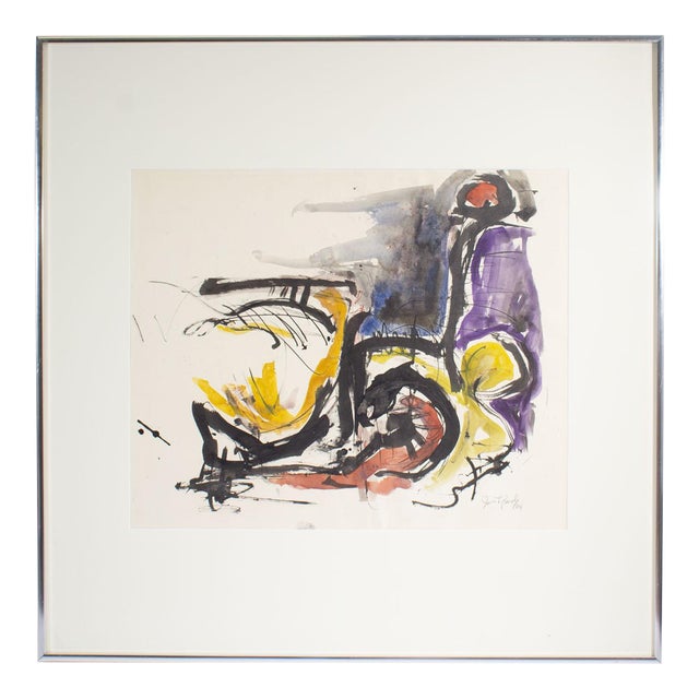 1964 Abstract Watercolor Painting Signed by James L. Bruch For Sale