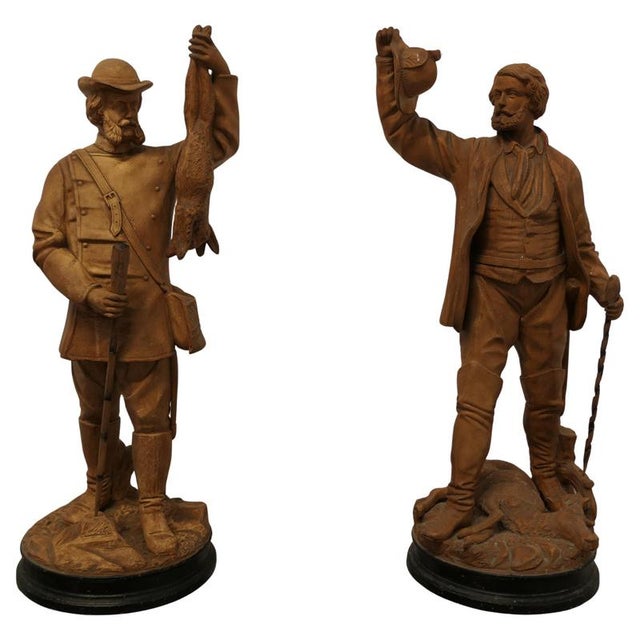 Black Forest Huntsmen Pottery Figures, 1800s, Set of 2 For Sale - Image 9 of 9