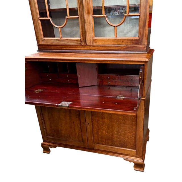 Traditional Antique Georgian Mahogany Butler’s Secretary Bookcase For Sale - Image 3 of 4