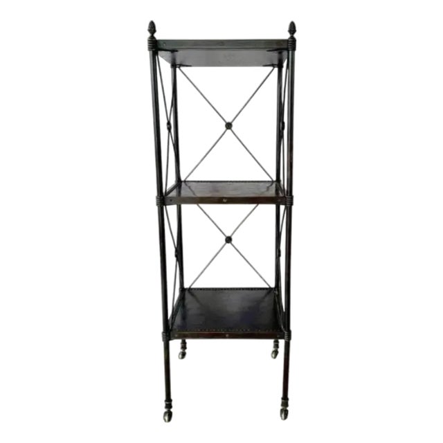 French Neoclassical Three-Tier Étagère in Brass & Metal, 20th Century For Sale