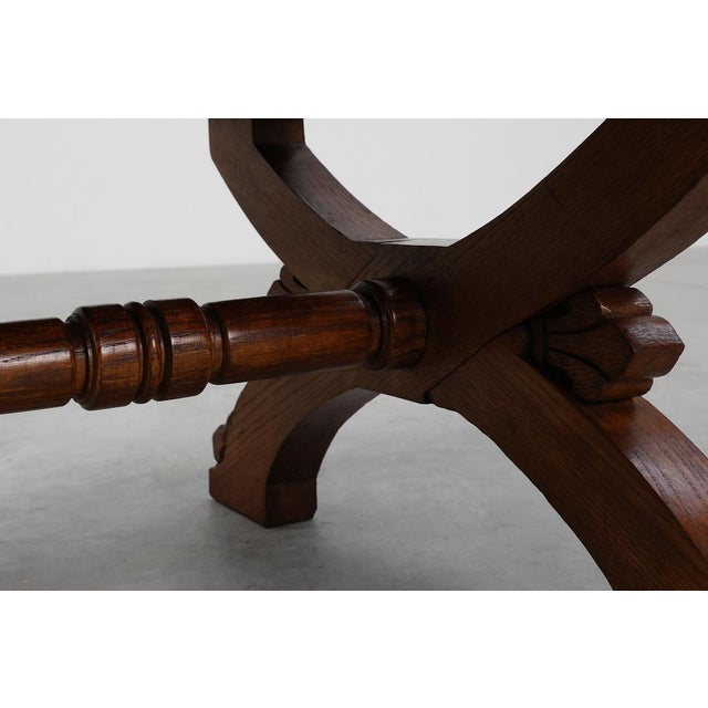 19th Century Gothic Revival Flemish Oak Footstool, Belgium For Sale - Image 10 of 15