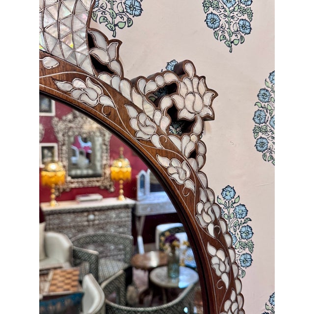 Oval Mother of Pearl Inlaid Ornate Mirror For Sale In Los Angeles - Image 6 of 8