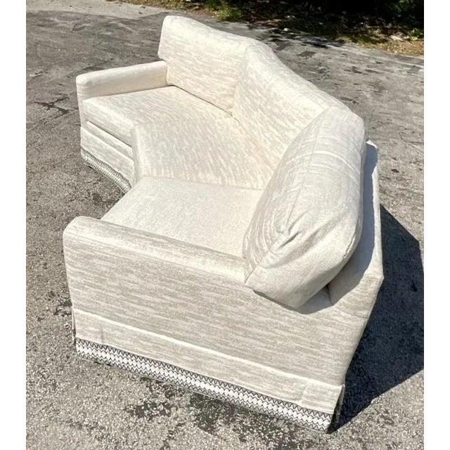 Vintage Regency Custom Angled Sofa For Sale - Image 4 of 10