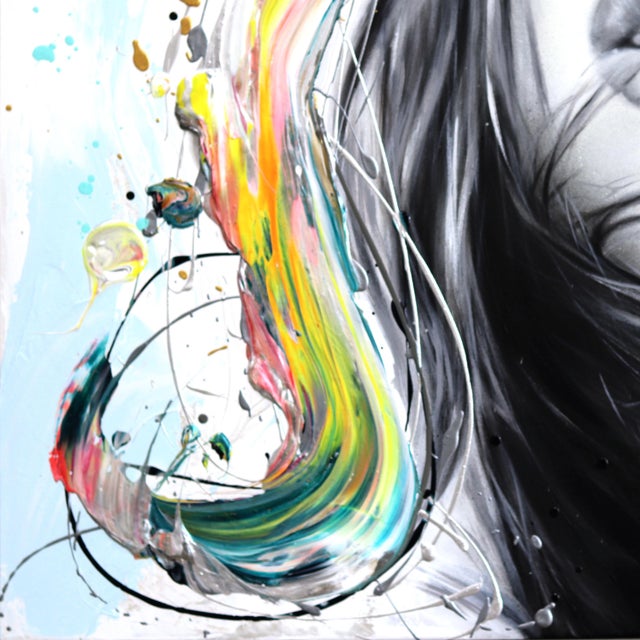 Imagine We Make It Happen - Impasto Thick Paint Colorful Figurative Original Artwork by Cynthia Coulombe-Bégin For Sale - Image 4 of 9