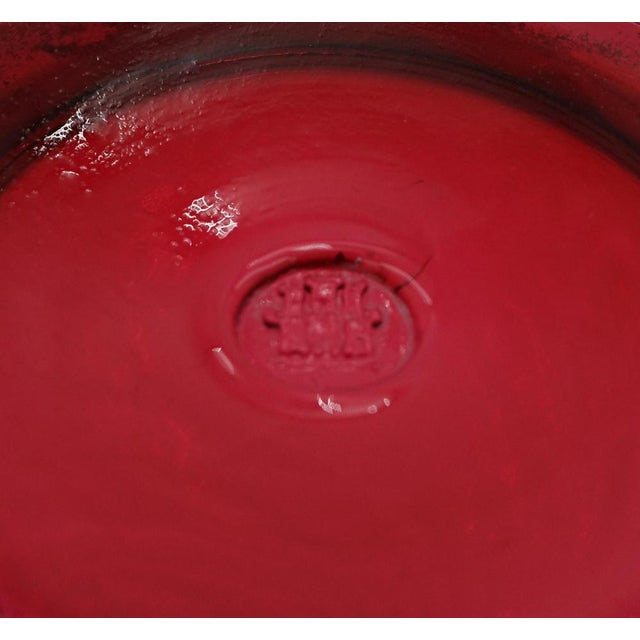 Silver Collared Hand Blown Cranberry Crystal Decanter from Hardwicke Collection For Sale - Image 9 of 14