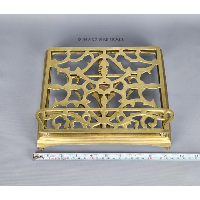 Large Vintage Brass Folding Book Stand Art Easel For Sale In Greenville, SC - Image 6 of 6