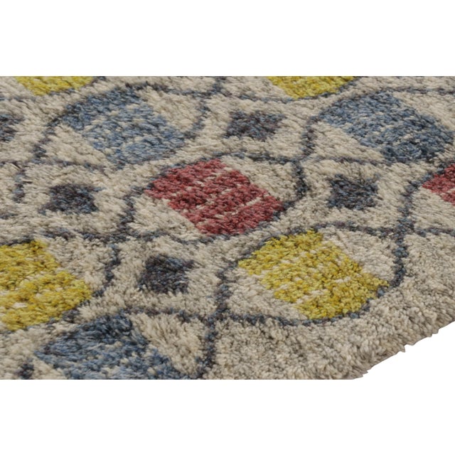 Mid-Century Modern Vintage Swedish Rya Rug, Beige With Colorful Scandinavian Geometry - Rug & Kilim For Sale - Image 3 of 7