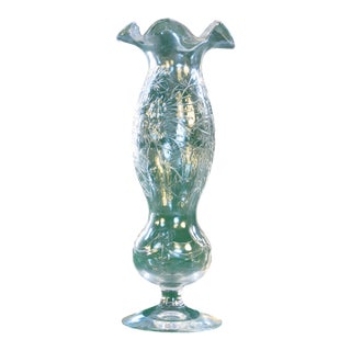Antique Vase Webb Engraved Cut Glass Art Nouveau 1850-1899 For Sale