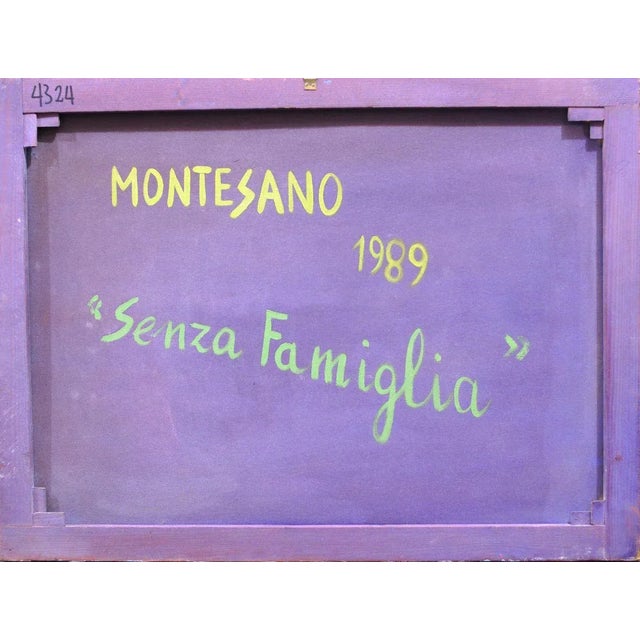 Contemporary Senza Famiglia (No Family) - Original Oil on Canvas by G. Montesano - 1989 1989 For Sale - Image 3 of 4