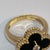 Metal Van Cleef & Arpels 18k Yellow Gold Onyx Clover Motif and Diamond Ring, Size 4.5 For Sale - Image 7 of 8