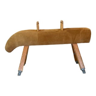 Vintage Gymnastic Pommel Horse, Danish, Suede, Pine, Athletic, Vaulting, c.1960 For Sale