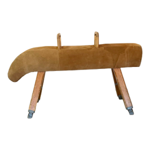Vintage Gymnastic Pommel Horse, Danish, Suede, Pine, Athletic, Vaulting, c.1960