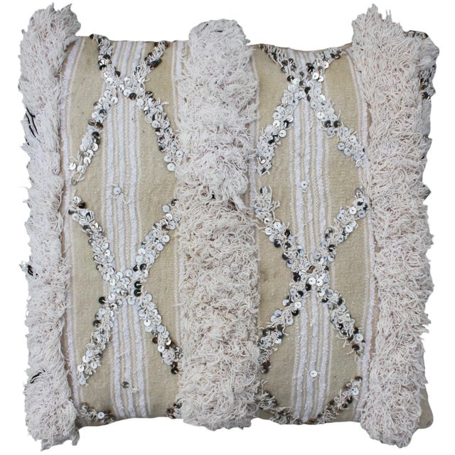 Mid 20th Century Diamond-Pattern Berber Wedding Pillow For Sale - Image 4 of 4