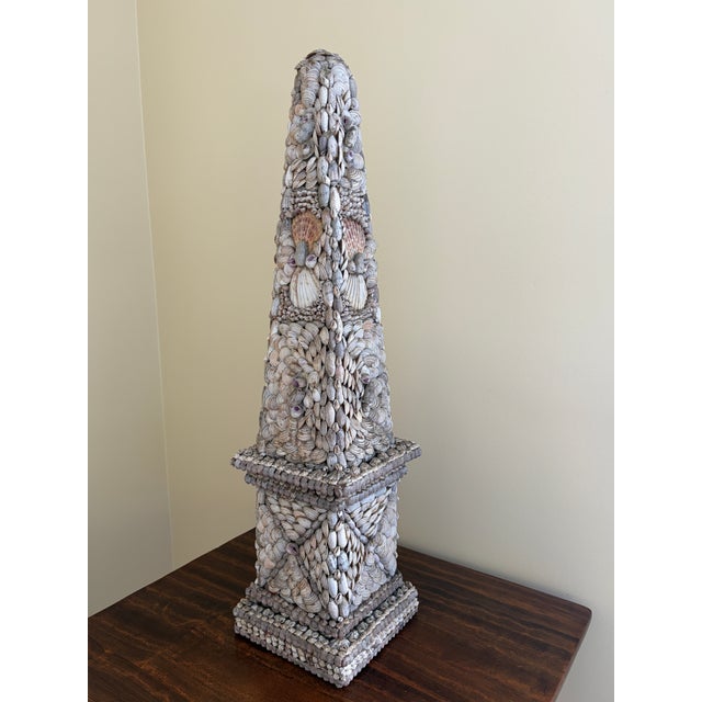 Late 20th Century Grand Tour Coquillage Shell-Encrusted Obelisk For Sale In South Bend - Image 6 of 14