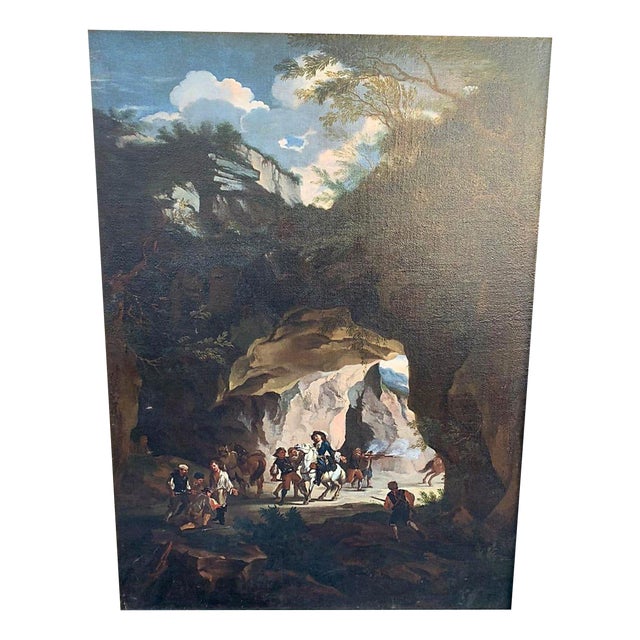 After Reschi, Rocky Landscape with Ambush of Bandits, Oil on Canvas For Sale