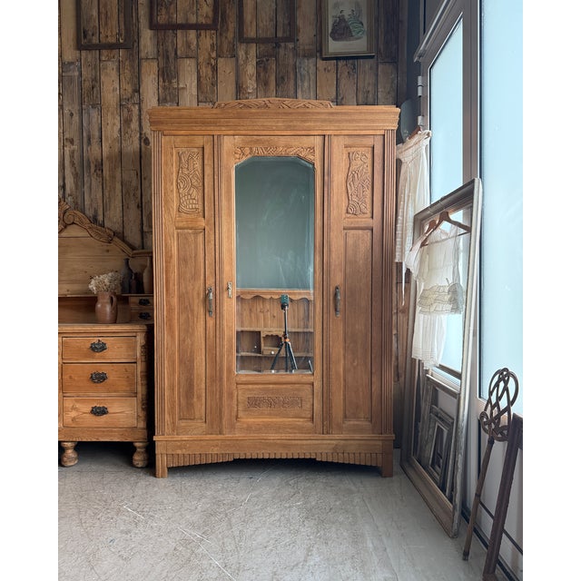 Large Art Deco Oak Wardrobe, 1930s For Sale - Image 17 of 17