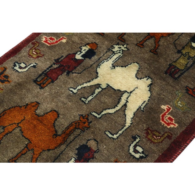 Rug & Kilim 1950s Vintage Gabbeh Tribal Rug in Brown With Multicolor Pictorial Patterns For Sale - Image 4 of 8