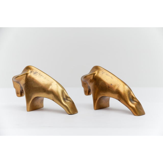 Gold Mid-Century Modern Brass Bull Bookends, 1960s, Set of 2 For Sale - Image 8 of 14