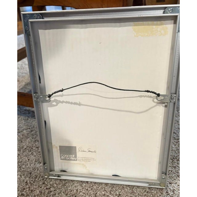 Contemporary Mid-Century Black Square Painting, by Artist Diane Samuels (14” X 11”) For Sale - Image 3 of 6