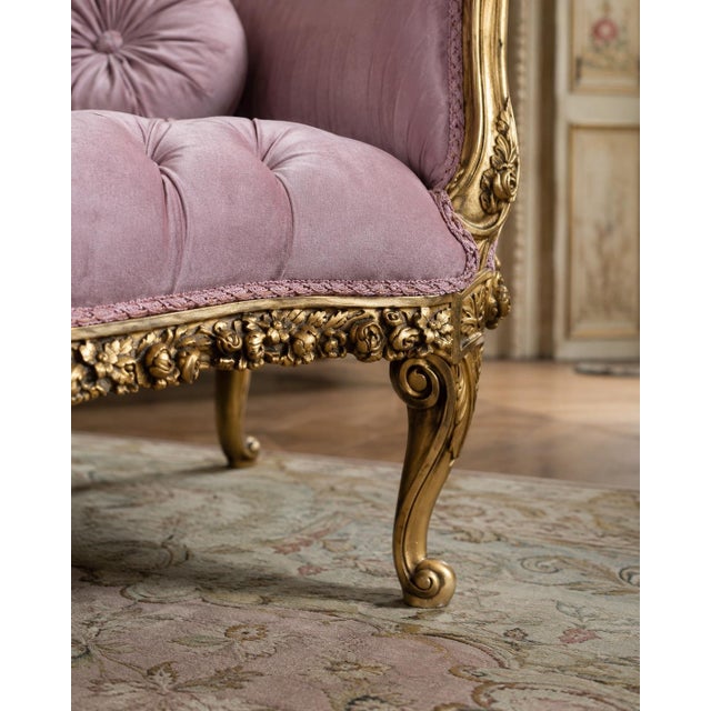 1940 French Artisan Louis XVI Gold Rose Beech Settee For Sale - Image 9 of 18