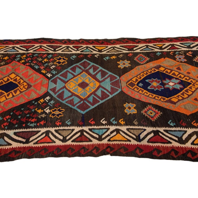 1960s 1960s Vintage Turkish Kilim Multicolor Handmade Tribal Wool Rug For Sale - Image 5 of 10