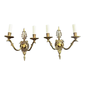 Pair of French Bronze Empire Style Sconces 1900's
