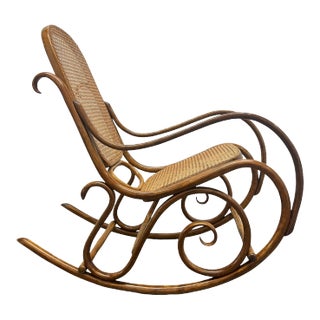 Early 20th Century Bentwood and Caned Rocking Chair For Sale