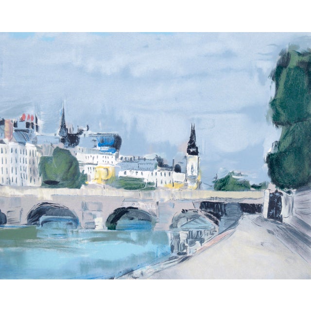 "Bord De Fleuve" Impressionist Landscape of Riverside Paris, Lithograph on Paper by Jacques Voyet For Sale In Monterey, CA - Image 6 of 6