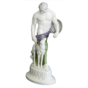 1905 Figurative "Goth and Hound" Porcelain Sculpture by Adolf Amberg