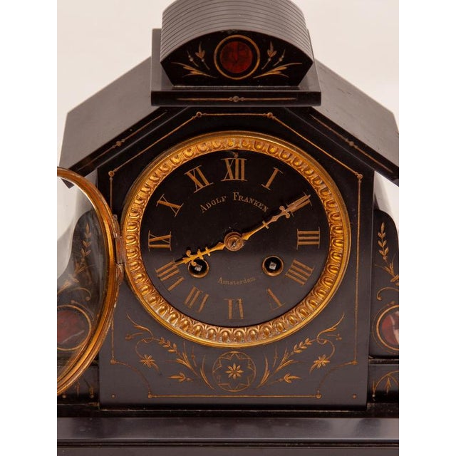 Antique Napoleon III Marble Mantel Clock by Adolf Fraaier, Amsterdam, 1900 For Sale - Image 9 of 11