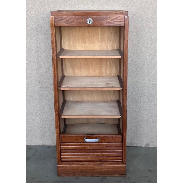 Early 20th Century Early 20th Century Filing Cabinet with One Roller Louver Door & Five Shelves For Sale - Image 5 of 18