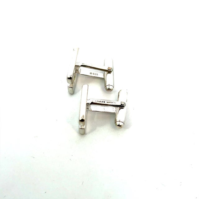 Silver 1990s Pair of Gucci Estate Mens Cufflinks Sterling Silver For Sale - Image 8 of 9