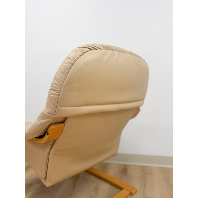 Tan Danish Made Tan Leather Cantilever Armchair Vintage MCM by Verikon Furniture For Sale - Image 8 of 13