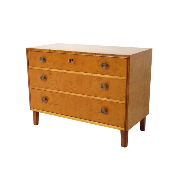 Mid-Century Modern 1940s Swedish Modern Birch Wood Chest of Drawers For Sale - Image 3 of 15
