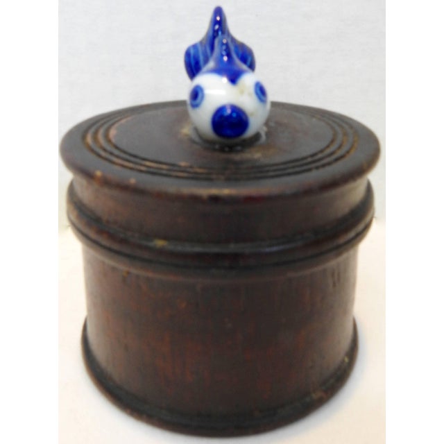 Round Wooden Box With Porcelain Koi Fish on Lid For Sale In Nashville - Image 6 of 8