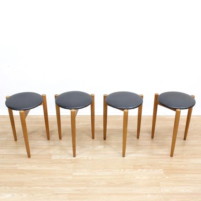 Wood Set of 4 Mid Century Stools by Legate Furniture of Scotland For Sale - Image 7 of 11