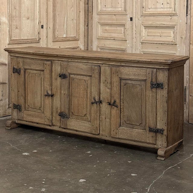 Late 18th Century 18th Century Dutch Rustic Oak Buffet ~ Credenza With Wrought Iron For Sale - Image 5 of 18