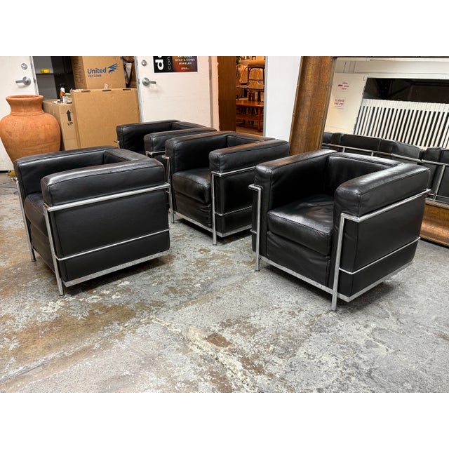 Modern Le Corbusier Style Cube Lounge Chairs, Set of Four For Sale - Image 3 of 12