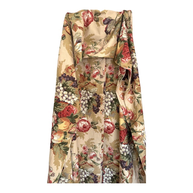 Vintage Thomasville Floral Vallance & 2 Panel Drape Set For Sale