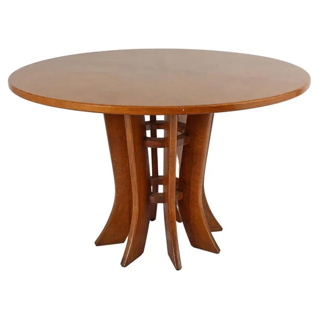 Mid-Century Round Wooden Dining Table in the style of A. Mangiarotti, 1970s For Sale - Image 11 of 11