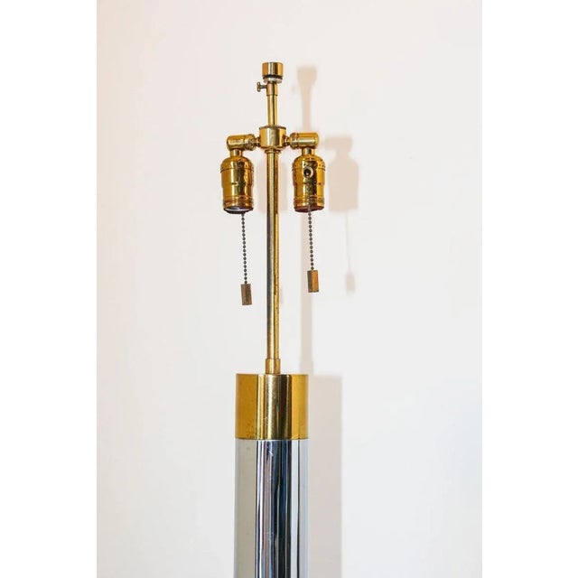 Late 20th Century Vintage 1970s Mid-Century Italian Bicolor Chrome and Brass Tall Floor Lamp For Sale - Image 5 of 12