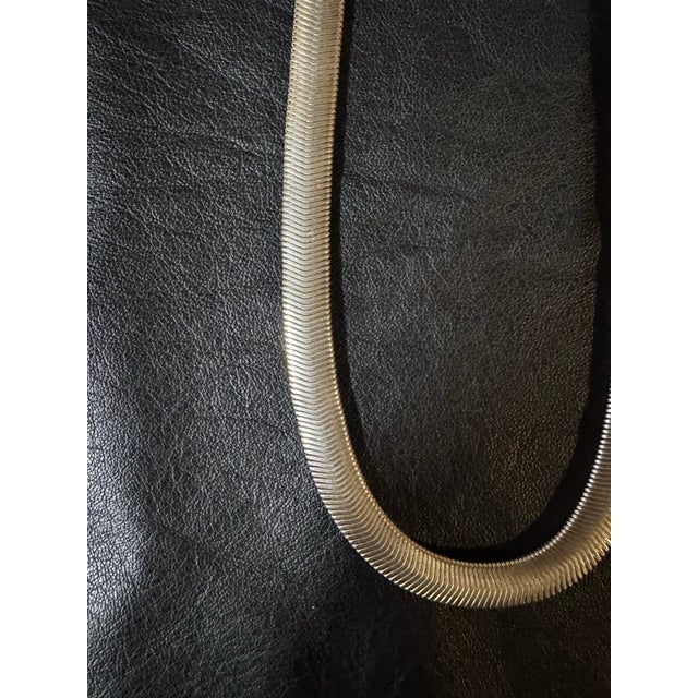 Metal Vintage Italian Snake Chain Staring Silver Necklace For Sale - Image 7 of 9