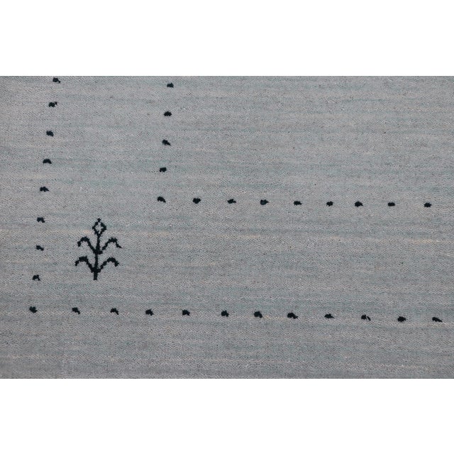 Abstract Gabbeh Light Blue Wool Rug - 4'0''x6'0'' For Sale - Image 4 of 10
