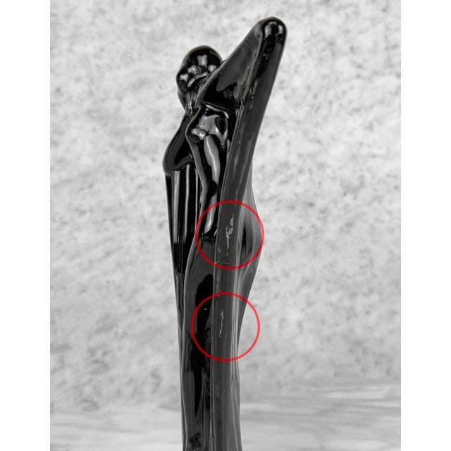 Black Vintage Art Deco Black Ceramic Flapper Women Sculpture - 10" For Sale - Image 8 of 10