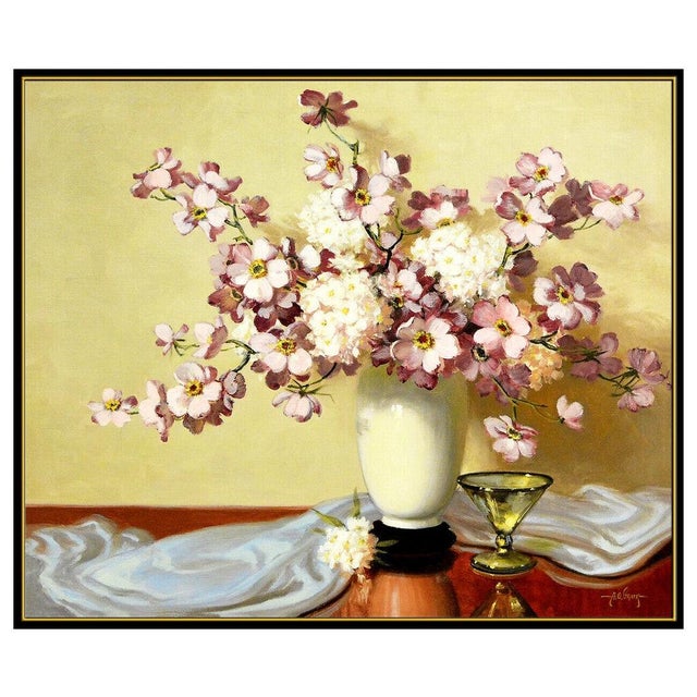 Modern Mid 20th Century Still Life with Flowers, A.D Greer For Sale - Image 3 of 5