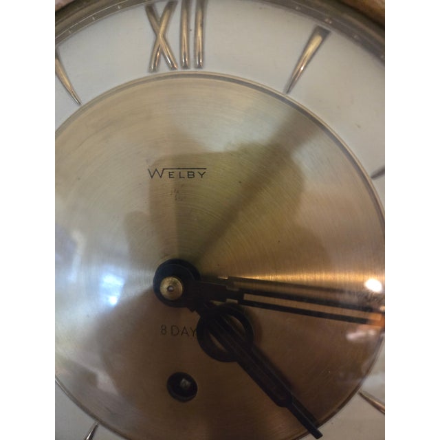 Vintage MCM Hollywood Regency Welby 8 Day Wall Clock For Sale - Image 4 of 5