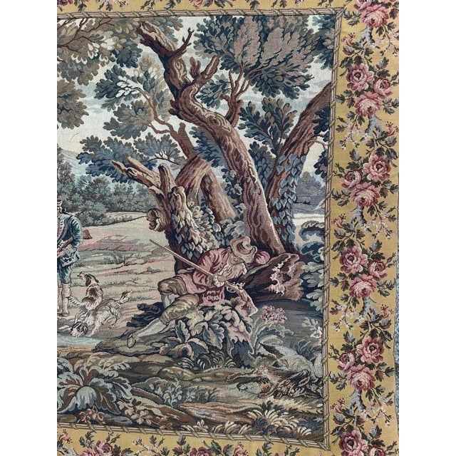 Vintage French Jacquard Tapestry in Aubusson Style, 1980s For Sale - Image 3 of 18