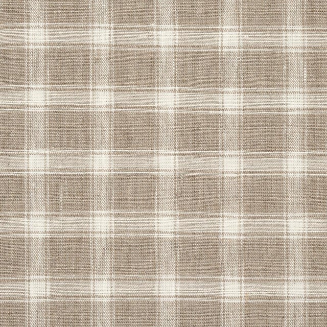 Contemporary Sample - Schumacher Crawford Linen Check Fabric in Flax For Sale - Image 3 of 4